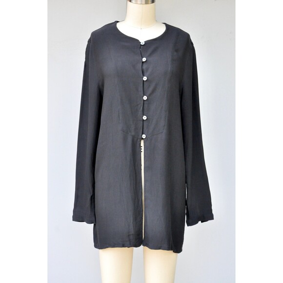 Black SILK Pants and Blouse Set Asian Style Lagenlook Oversided Silk S - M - Picture 10 of 10